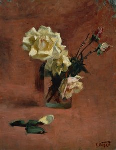 Natureza morta com rosas em um copo (óleo sobre tela) de Edward Henry Potthast