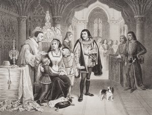 Os filhos de Eduardo IV se separaram de sua mãe por Richard Duke de Gloucester, em 16 de junho de 1483, de "Ilustrações da História Escocesa e Inglesa", Volume I