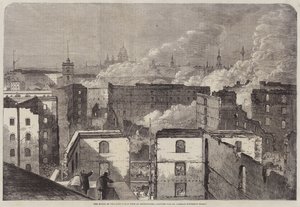 As ruínas do grande incêndio tardio em Southwark
