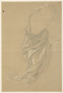 Estudo drapeado de uma figura a deslizar para a direita, o manto drapejado sobre a cabeça de Edward Jakob von Steinle