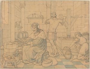 Saint Wenzel Cooking apresenta como Two Youths Press Wine de Edward Jakob von Steinle