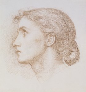 Estudo da cabeça de uma jovem mulher, c.1880 (giz sobre papel) de Edward John Poynter