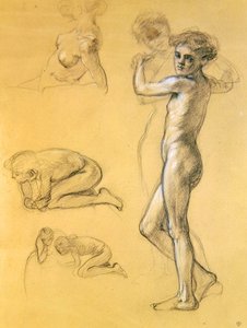 Estudo para Idle Fears (III), 1893 (giz no papel) de Edward John Poynter