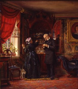 Um amante da China antiga, 1880 (óleo no conselho acadêmico) de Edward Lamson Henry