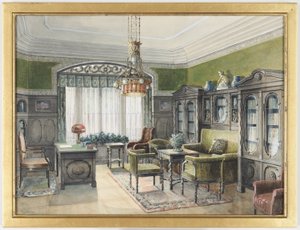 Interior da biblioteca de Edward Lamson Henry