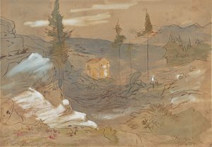 Um santuário perto de Khania, em Creta, na Grécia de Edward Lear