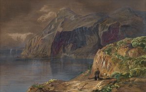 Vista ao longe do Castelo de Santo Ângelo, Corfú de Edward Lear