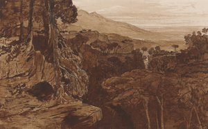 Bavella, Córsega, c.1868 (caneta e tinta lavada no papel) de Edward Lear