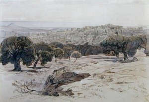 Belém - Sexta-feira Santa, 2 de Abril de 1858 (caneta, tinta e aguarela sobre papel) de Edward Lear