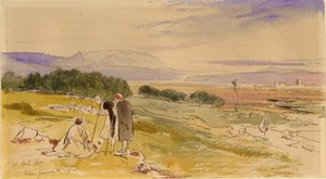 Vista distante de Janina (tinta, lápis e wc no papel) de Edward Lear