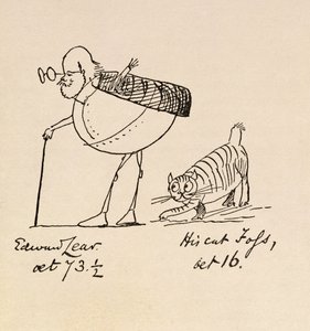 Edward Lear envelheceu 73 e meio e seu gato Foss, 16 anos de Edward Lear