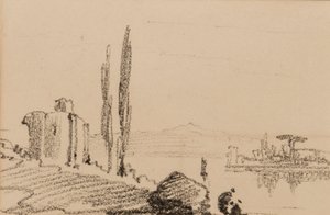 Capricho italiano, c.1837 (giz preto sobre papel) de Edward Lear