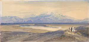 O Monte Olimpo visto de Larissa, na Tessália, Grécia de Edward Lear