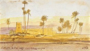 Perto de Wady Halfeh, 5:30 pm, 6 de fevereiro de 1867 (tinta e wc) de Edward Lear