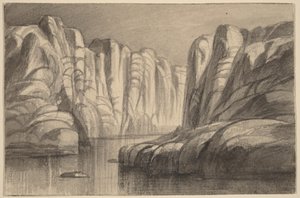Rio que serpenteia por uma formação rochosa (Philae, Egito) de Edward Lear