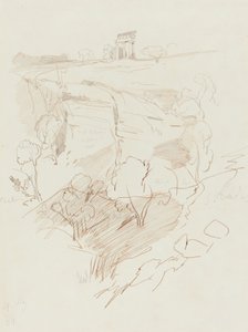 Templo arruinado em uma colina de Edward Lear