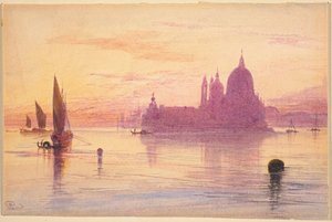 Santa Maria della Salute, Veneza, ao pôr-do-sol de Edward Lear