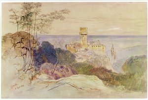 O Mosteiro de Caracalla, 1856 (caneta e tinta e wc no papel) de Edward Lear
