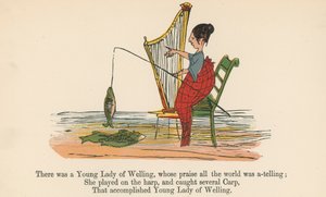 Havia uma jovem senhora de Welling, cujo louvor em todo o mundo era revelador, de "A Book of Nonsense", publicado por Frederick Warne and Co., Londres, c.1875.