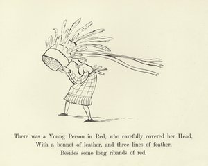 Havia um jovem em vermelho, que cobria cuidadosamente sua cabeça de Edward Lear