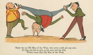 Havia um Velho do Oeste, que nunca conseguiu descansar, de "Um Livro de Tolices", publicado por Frederick Warne and Co., Londres, c.1875.