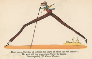 Havia um velho homem de Coblença, cujo comprimento de pernas era imenso, de "Um livro sem sentido", publicado por Frederick Warne and Co., Londres, c.1875. de Edward Lear