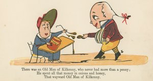 Havia um Velho de Kilkenny, que nunca teve mais que um centavo, de "Um Livro de Tolices", publicado por Frederick Warne and Co., Londres, c.1875 de Edward Lear