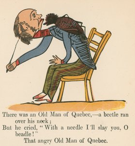 Havia um velho homem de Quebec - um besouro correu por seu pescoço, de "Um livro de tolices", publicado por Frederick Warne and Co., Londres, c.1875