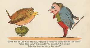 Houve um velho que disse: &39;Silêncio! Eu percebo um pássaro jovem neste arbusto! &39;, De&39; A Book of Nonsense &39;, publicado por Frederick Warne and Co., Londres, c.1875