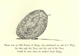 Houve uma pessoa de idade de Brigg, que comprou sem fim de uma peruca de Edward Lear
