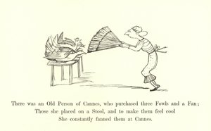 Houve um velho de Cannes, que comprou três aves e um fã de Edward Lear