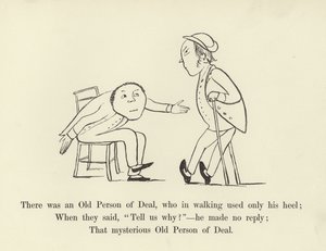 Havia uma pessoa velha do negócio, que na caminhada usava apenas o calcanhar de Edward Lear