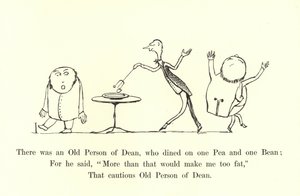 Houve uma pessoa idosa de Dean, que jantou em uma ervilha e em um feijão de Edward Lear