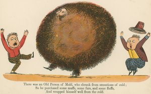 Havia um Velho de Mofo, que se esquivou de sensações de frio, de "Um Livro de Tolices", publicado por Frederick Warne and Co., Londres, c.1875 de Edward Lear