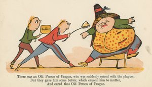 Houve um velho de Praga, que foi subitamente tomado pela peste, de &39;A Book of Nonsense&39;, publicado por Frederick Warne and Co., Londres, c.1875