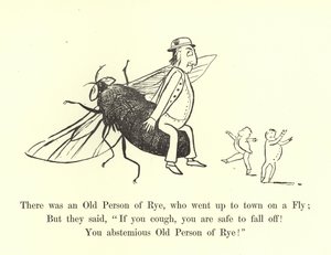 Houve uma pessoa idosa de centeio, que subiu para a cidade em uma mosca de Edward Lear