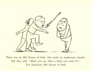 Houve um idoso de Sark, que fez uma observação desagradável de Edward Lear