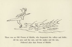 Havia uma pessoa idosa de escudos, que freqüentava os vales e campos de Edward Lear