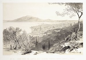 Vista da colina do castelo, olhando para Monte Skopo, Zante, 1863 de Edward Lear