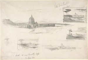 Vista da Basílica de São Pedro, em Roma de Edward Lear