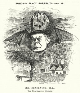 Soco cartoon: Charles Bradlaugh, político liberal inglês e ateu (gravura) de Edward Linley (after) Sambourne