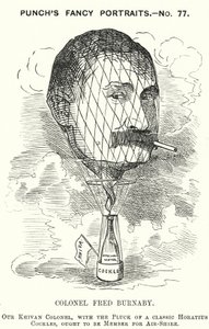 Soco cartoon: Frederick Burnaby, oficial da inteligência do exército britânico e balonista (gravura) de Edward Linley (after) Sambourne