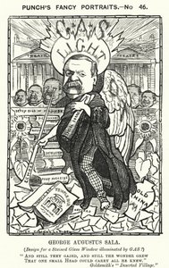 Soco cartoon: George Augustus Sala, autor e jornalista inglês (gravura) de Edward Linley (after) Sambourne