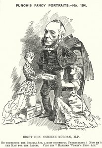 Soco cartoon: George Osborne Morgan, advogado galês e político liberal (gravura) de Edward Linley (after) Sambourne