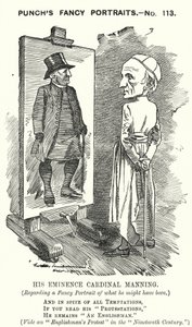 Soco cartoon: Henry Edward Manning, cardeal inglês e arcebispo católico de Westminster (gravura) de Edward Linley (after) Sambourne