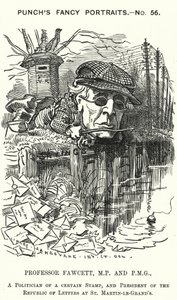 Soco cartoon: Henry Fawcett, político e economista inglês (gravura) de Edward Linley (after) Sambourne
