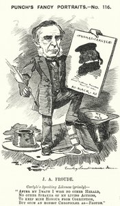 Soco cartoon: James Anthony Froude, historiador, romancista e biógrafo inglês (gravura) de Edward Linley (after) Sambourne