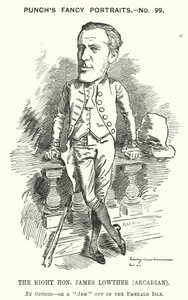 Soco cartoon: James Lowther, político conservador e desportista inglês (gravura) de Edward Linley (after) Sambourne