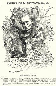 Soco cartoon: James Payn, romancista inglês (gravura) de Edward Linley (after) Sambourne