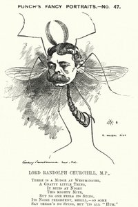 Soco cartoon: Lord Randolph Churchill, político conservador inglês (gravura) de Edward Linley (after) Sambourne